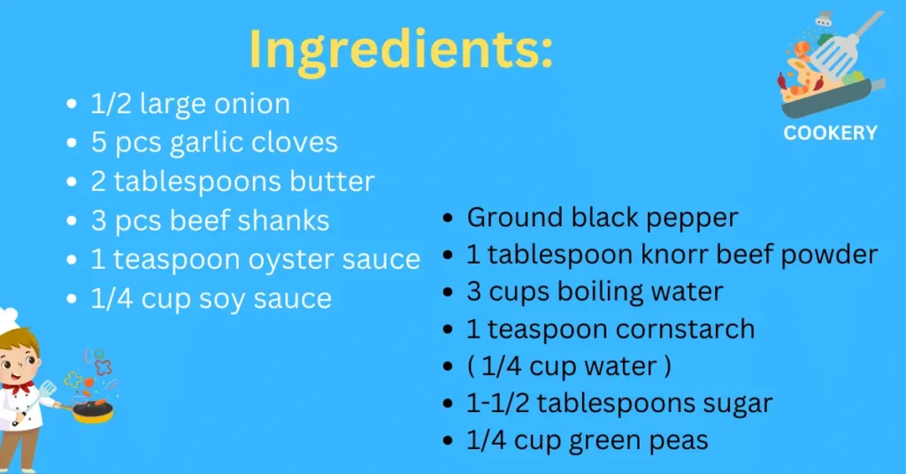 Ingredients in beef shank recipe