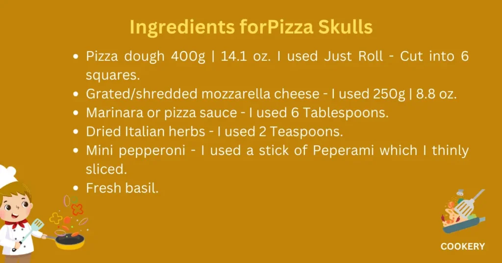 Ingredients in pizza skulls