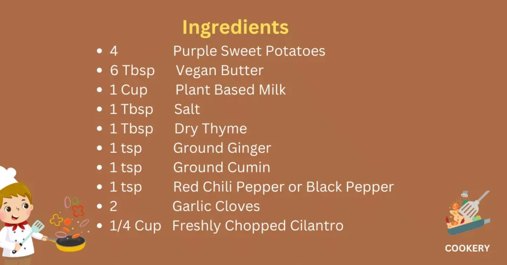 Ingredients for purple sweet potato recipe